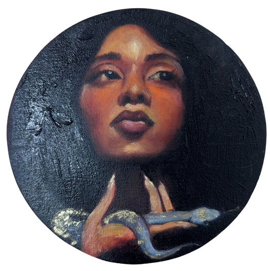 Small original oil painting Genetic Eve by Ariane Kamps