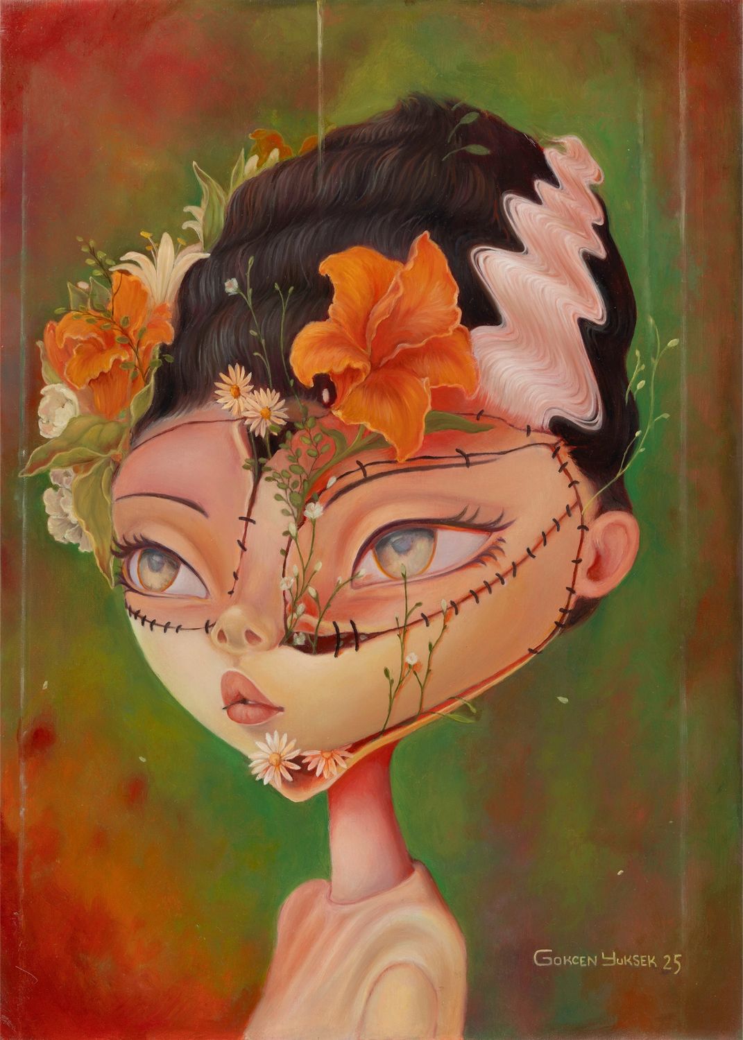 Bride of Frankenstein - a pop surreal oil painting by Gokcen Yuksek