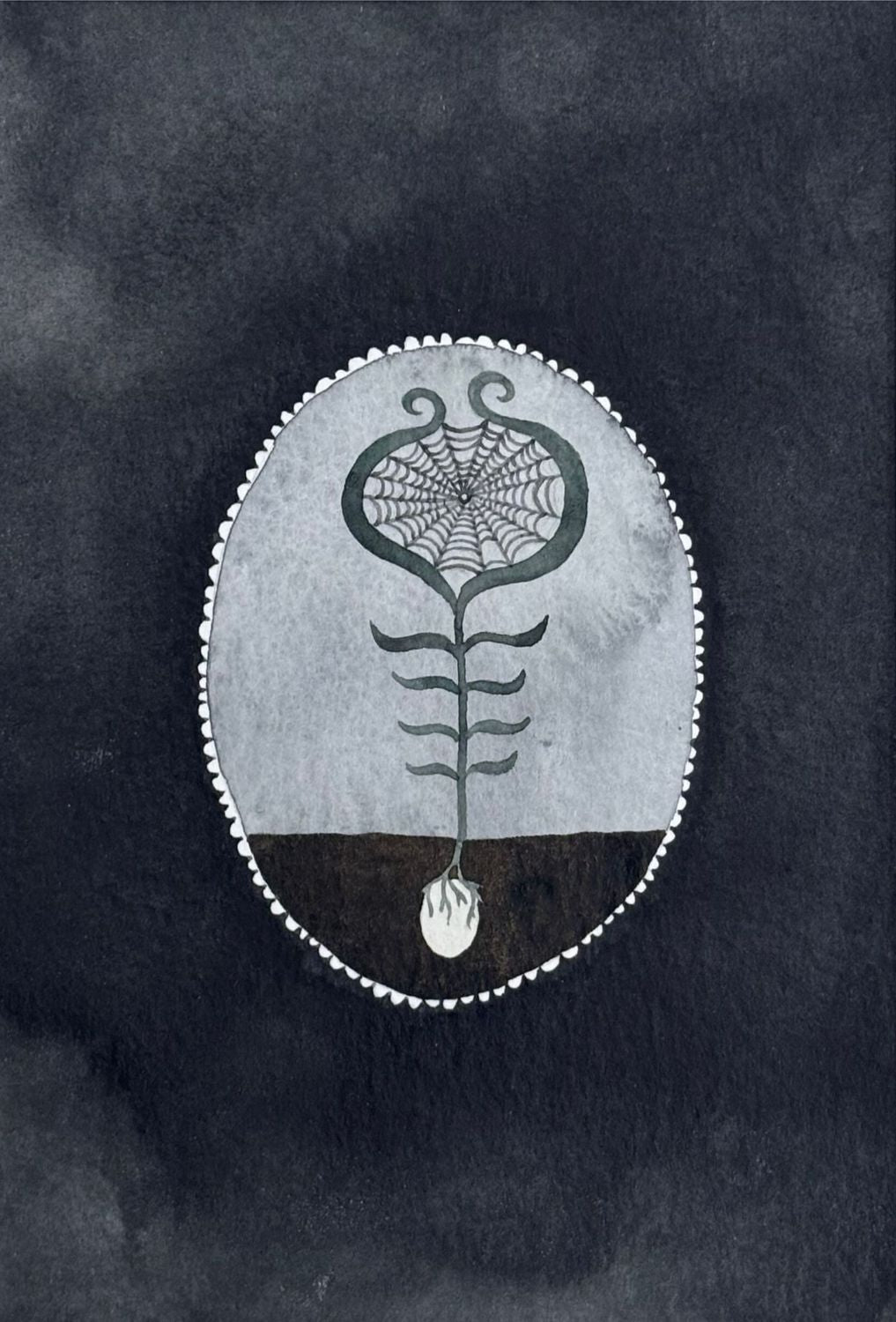 Intricate fairy-tale like illustration of a spiderweb