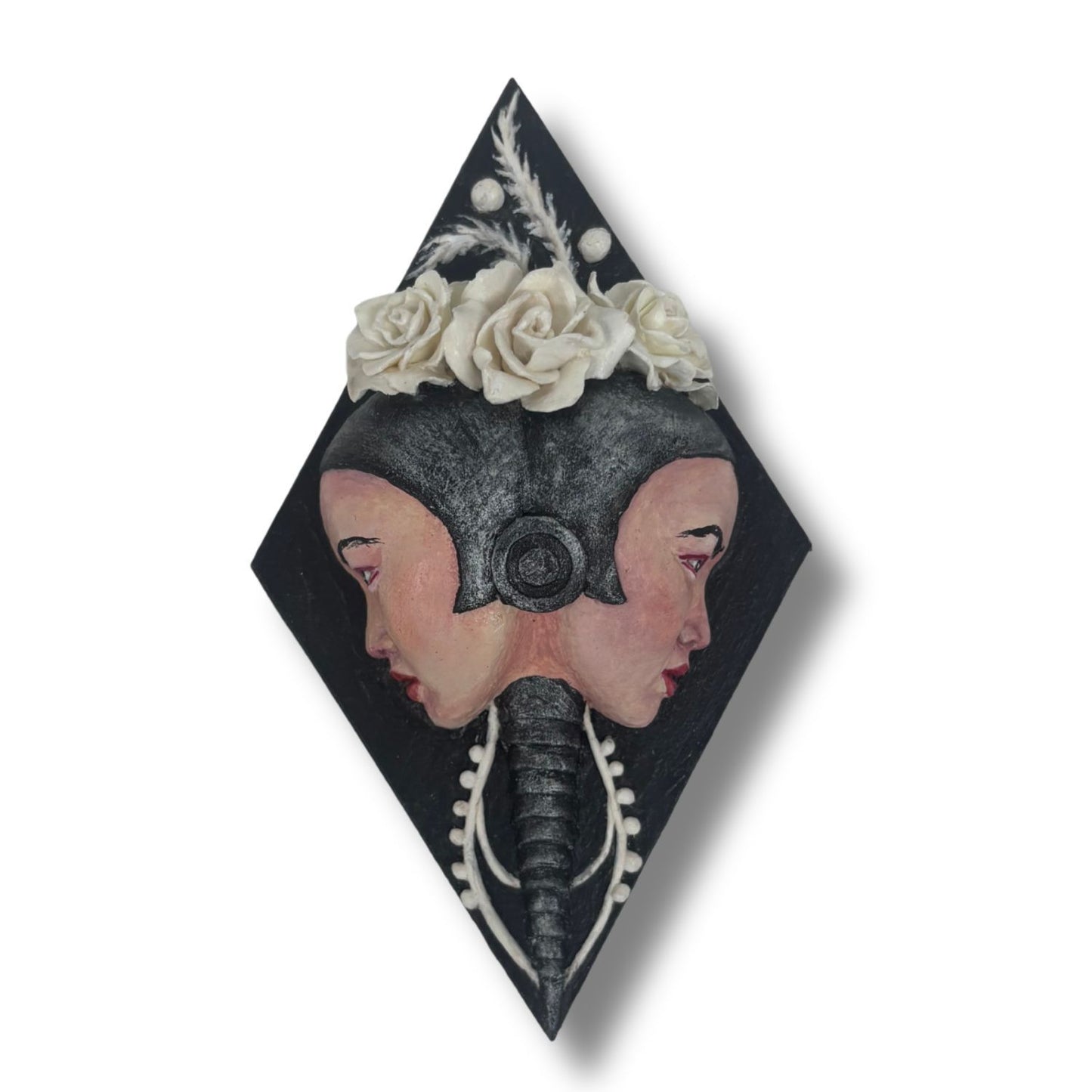 3D art piece crafted with clay and acrylic, perfect for art enthusiasts and collectors.