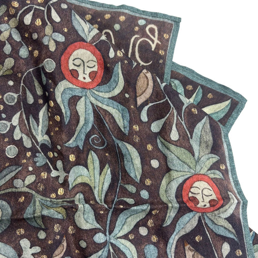 Silk scarf with illustrations by Maria Gordon