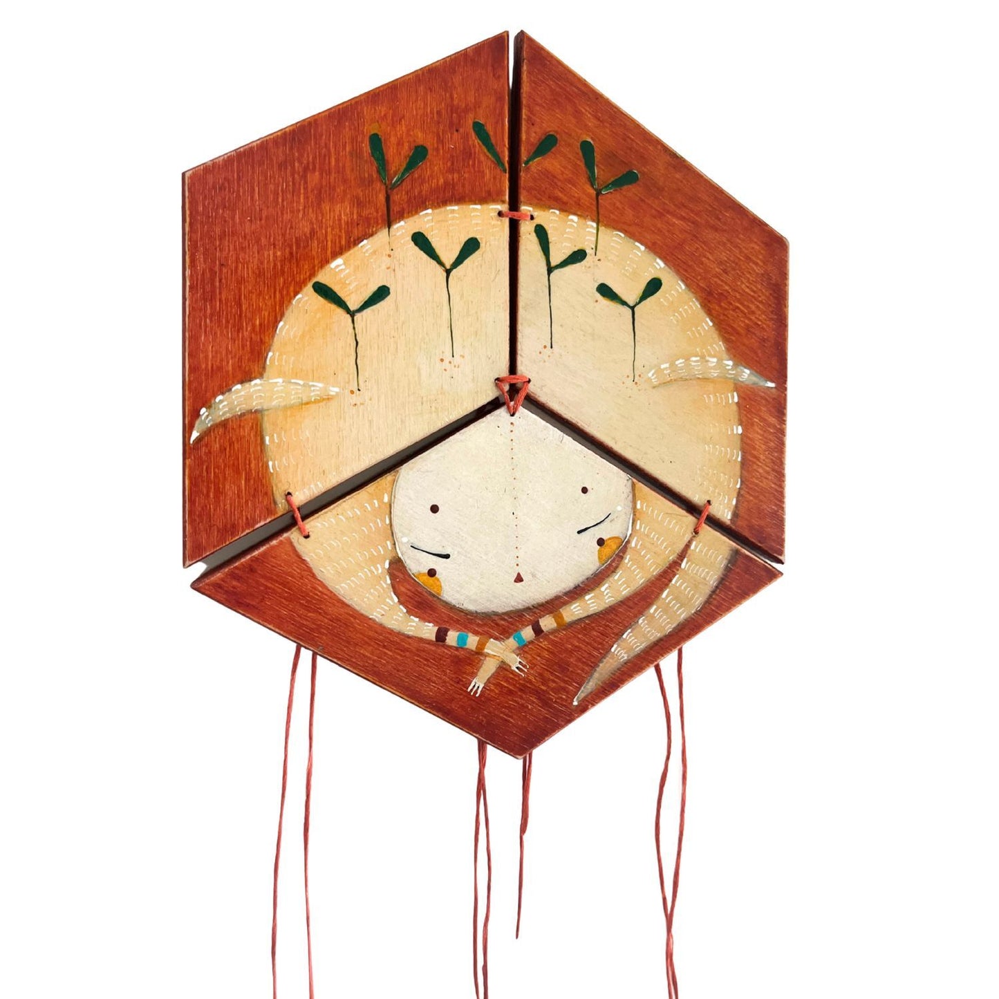 Fun and quirky three piece art work with a playful character