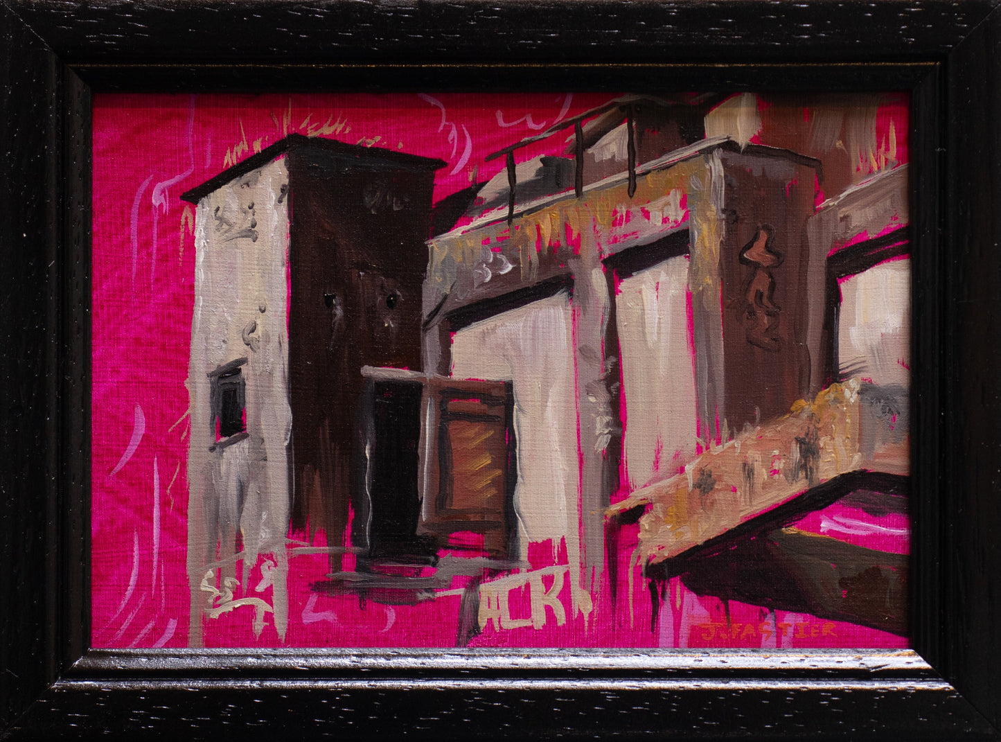 Original oil painting of an abandoned industrial factory