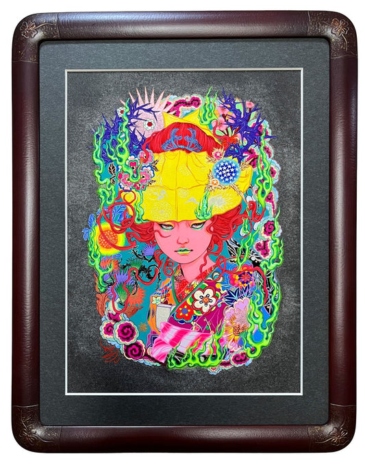 Hide Your Devil Horns - framed original painting by Ito Chieko