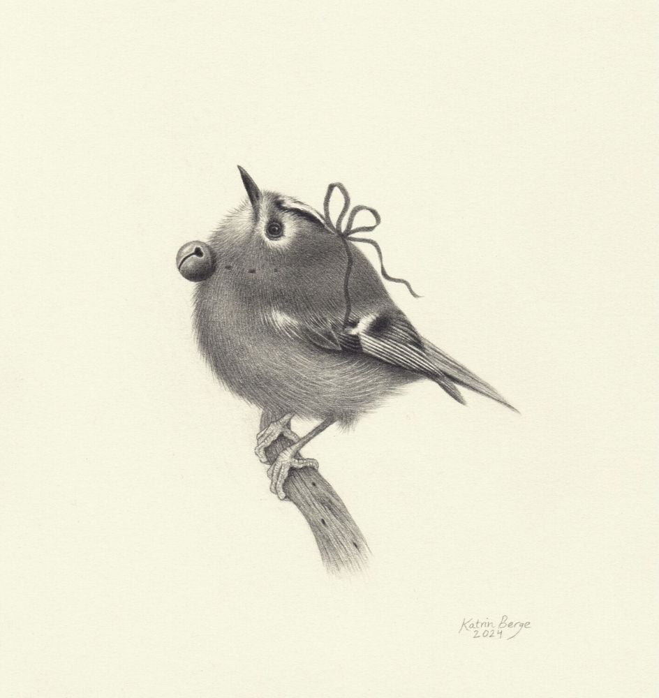 The Kinglet - graphite drawing by Katrin Berge
