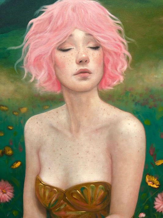 Close up of Meredith Marsone’s original oil painting Breathe