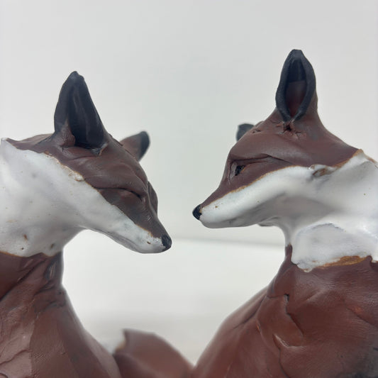 Ceramic duo of foxes by Kylie Matheson