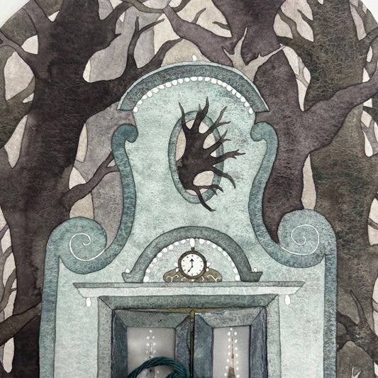 Shaped illustration resembling a clock celebrating the ritual of drinking tea