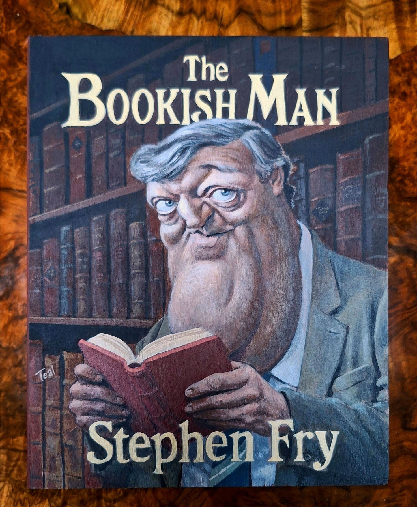 Book shaped ‘canvas’ featuring comedian and writer Stephen Fry