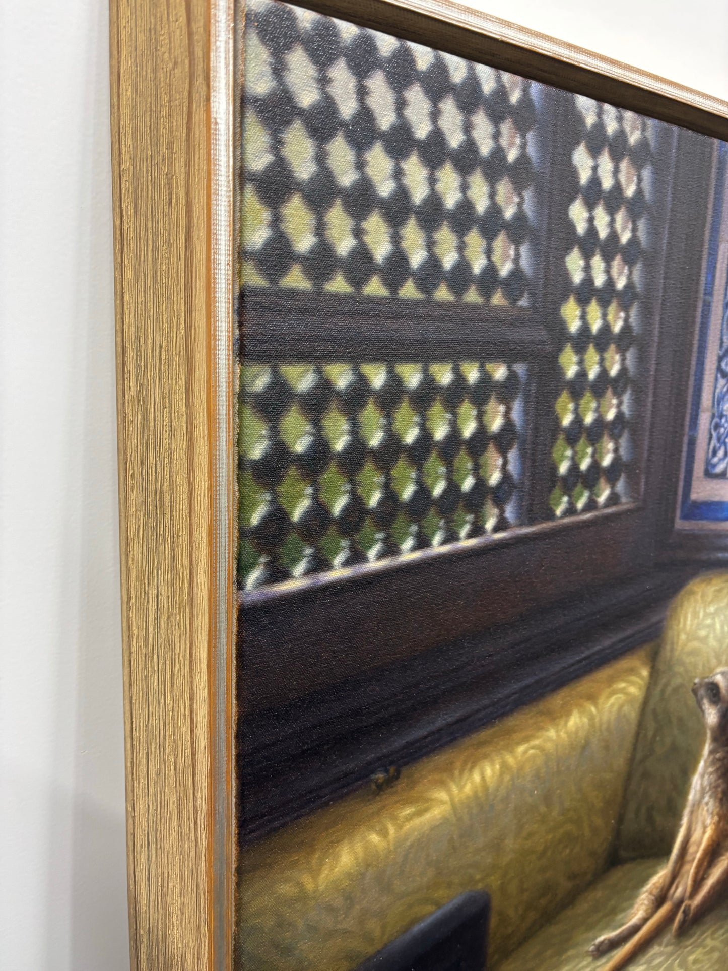 Close up of Jacqueline Butterworth’s original painting The Birthday Suit