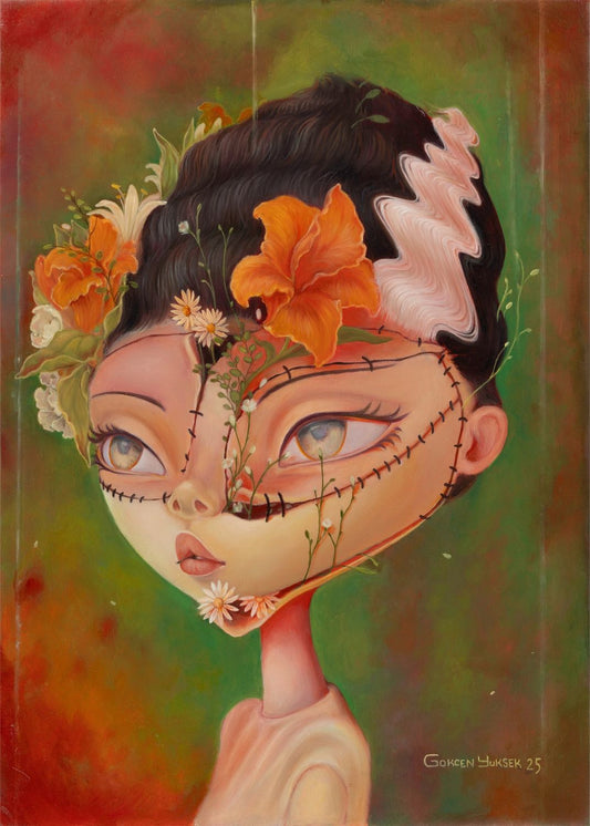 Bride of Frankenstein - a pop surreal oil painting by Gokcen Yuksek