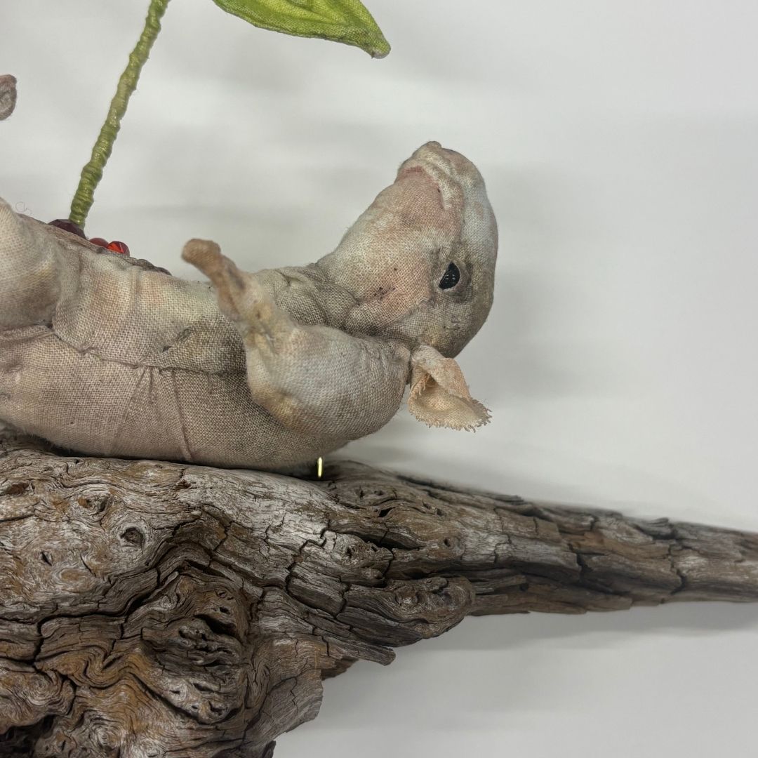 Close up of fabric taxidermy rat 