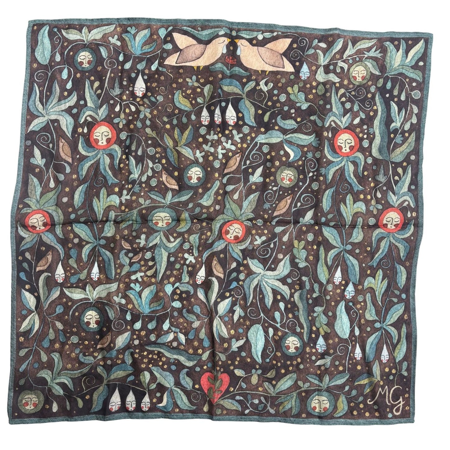 Silk scarf with illustrations by Maria Gordon
