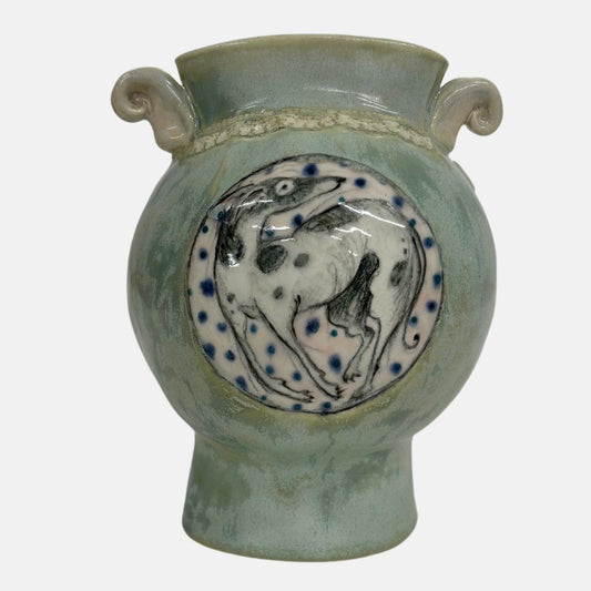 Hound On A Fat Green Vase - Debra Powell - Quirky Fox 