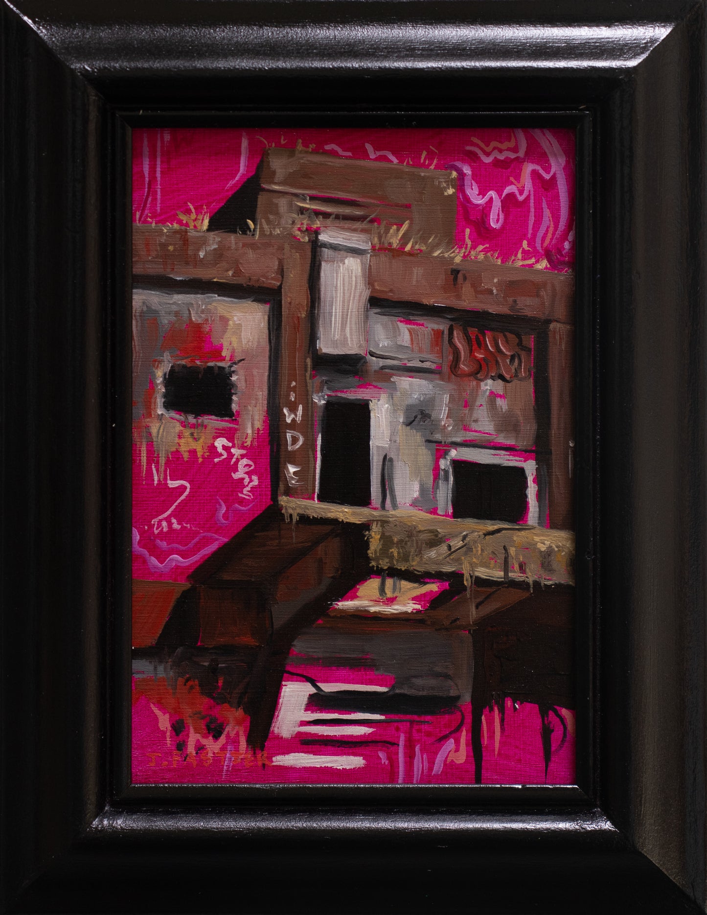 Original oil painting of an abandoned industrial factory
