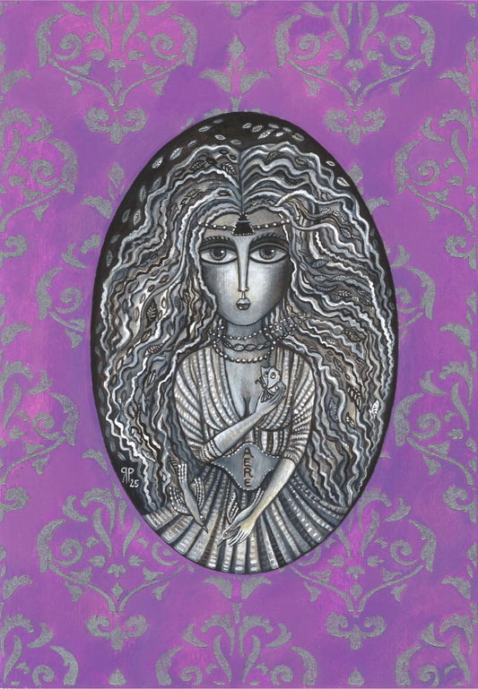 Air personified as a stylised portrait of a woman in monochrome.