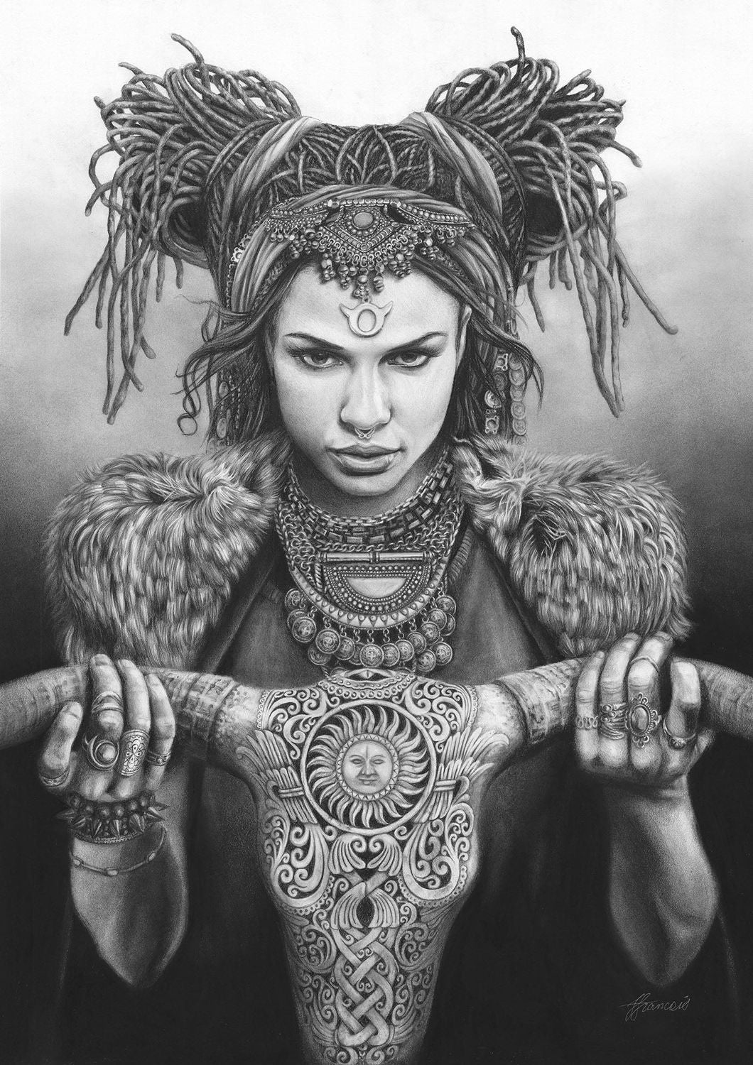 Limited edition print by Fiona Francois re-imagining the zodiac sign Taurus