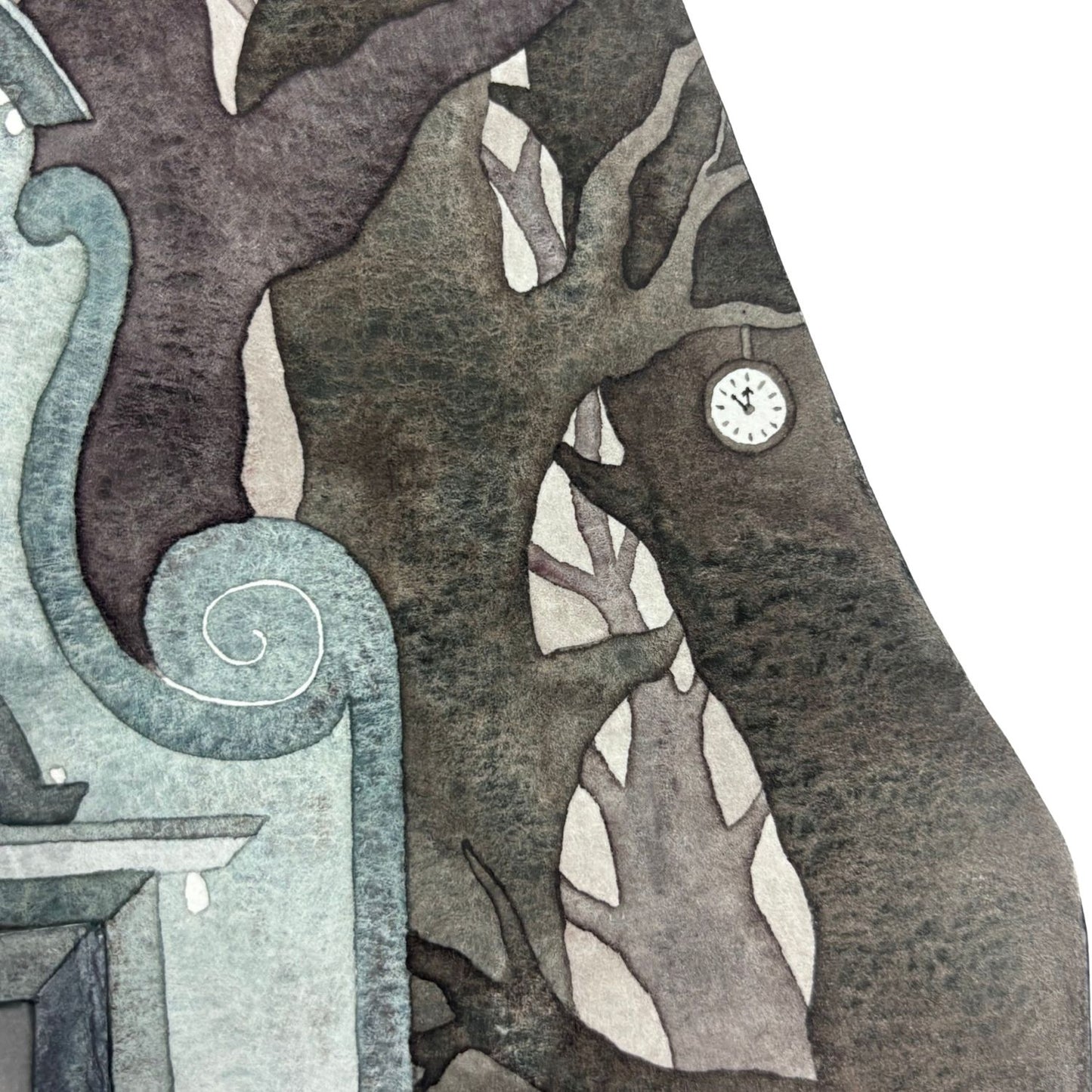 Shaped illustration resembling a clock celebrating the ritual of drinking tea
