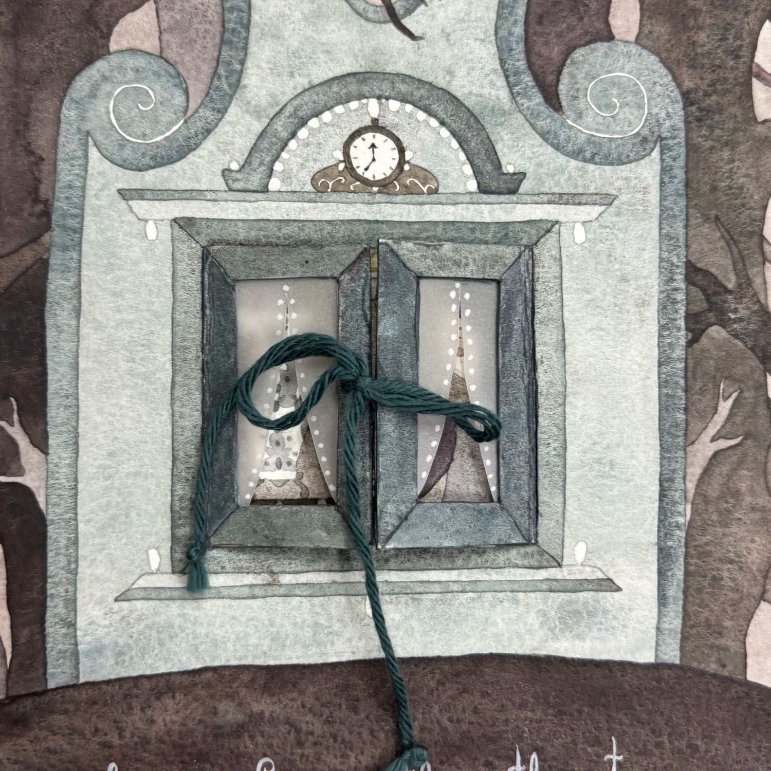 Shaped illustration resembling a clock celebrating the ritual of drinking tea