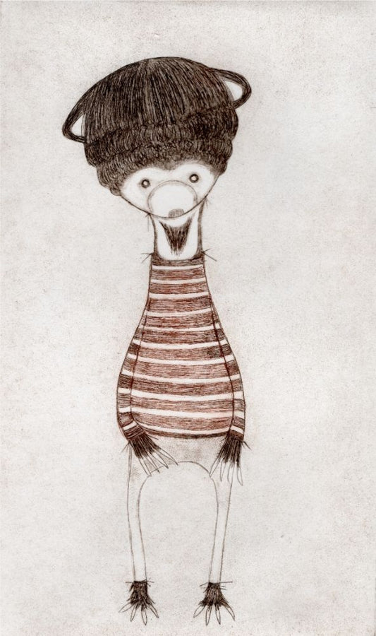 ‘The Sunbear’ drypoint etching by Minu Freitag